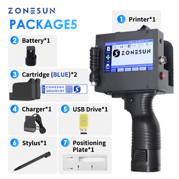 ZONESUN ZS-HIP508 Handheld Multilingual Inkjet Printing Machine - Blue