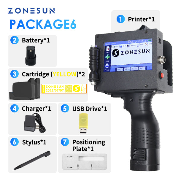ZONESUN ZS-HIP508 Handheld Multilingual Inkjet Printing Machine - Yellow
