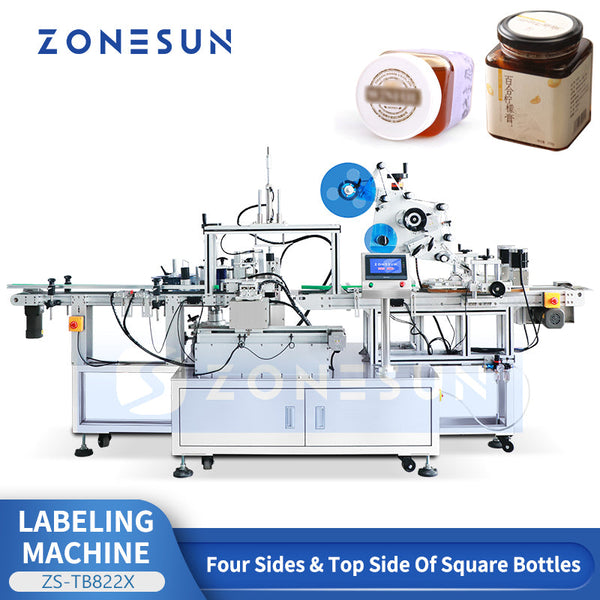 Square Bottle Body & Caps Labeling Machine