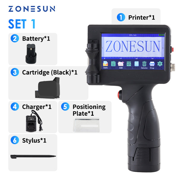 ZONESUN ZS-HIP127 Handheld Inkjet Printer Coding Machine - Black