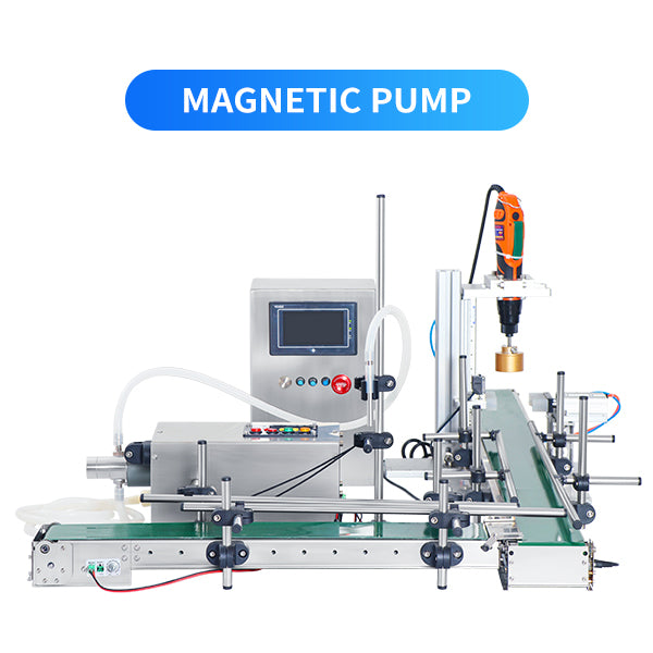 ZONESUN ZS-FAL90S Small Automatic Peristaltic/Magnetic Pump Liquid Filling Capping Machine - Magnetic Pump / L-shaped Line ONLY For Round Bottle / 110V - Magnetic Pump / L-shaped Line ONLY For Round Bottle / 220V