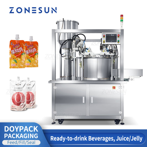ZONESUN ZS-YTZL2 Servo Doypack Feeding Filling Capping Machine with Conveyor