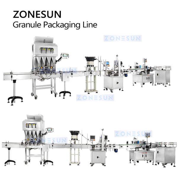 ZONESUN ZS-FAL180X10 Automatic Granule Weighing Filling Capping Labeling Production Line