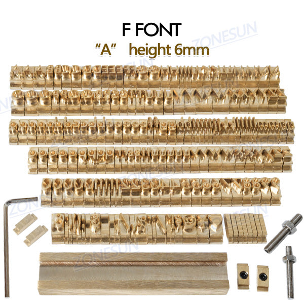 ZONESUN 184PCS Alphabet Letter Set Brass Stamp For Custom Initials - F Font