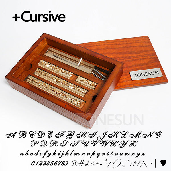 ZONESUN 6mm Height Brass Letter Stamp Custom Initials Alphabet - 6mm Full Set Cursive