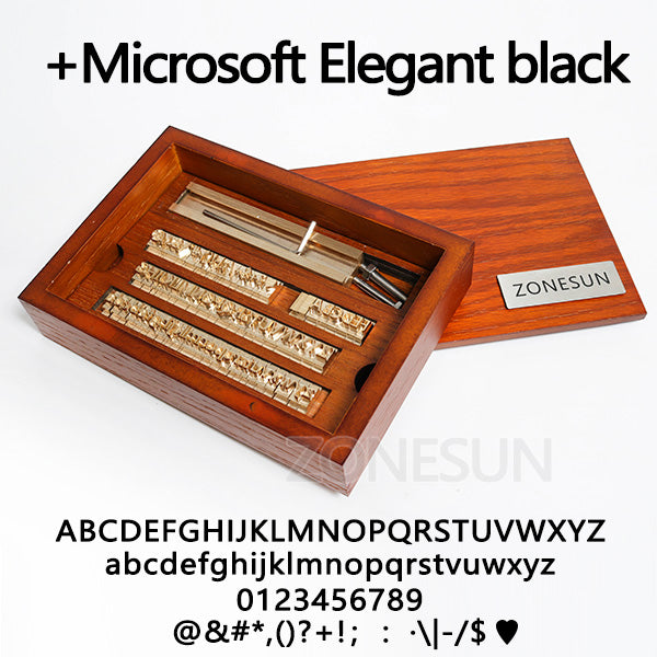 ZONESUN 6mm Height Brass Letter Stamp Custom Initials Alphabet - 6mm Full Set Microsoft Elegant Black