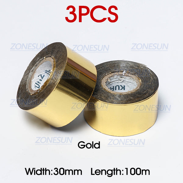 ZONESUN Thermal Ribbon of Ribbon Printing Machine - 3pcs Gold