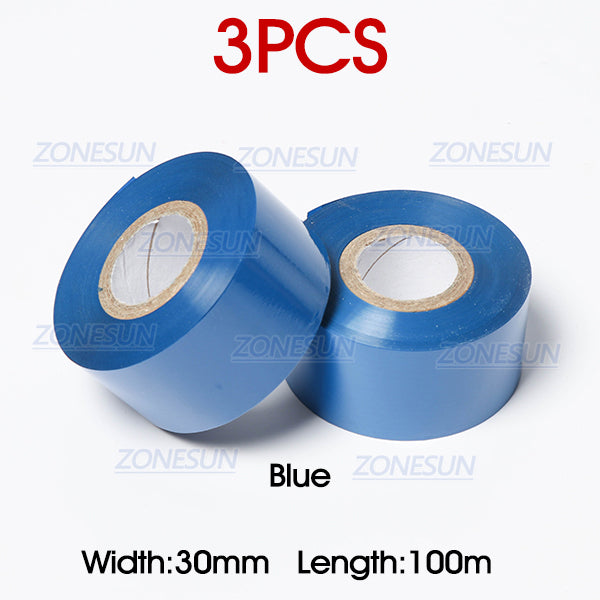 ZONESUN Thermal Ribbon of Ribbon Printing Machine - 3pcs Blue