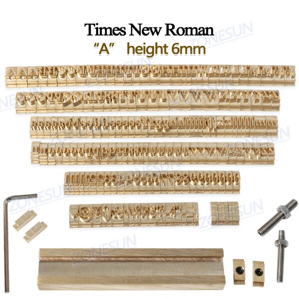 ZONESUN 184PCS Alphabet Letter Set Brass Stamp For Custom Initials - Time New Roman