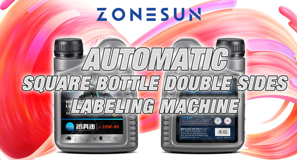 ZONESUN ZS-TB300R Automatic Square Bottle Double Sides Labeling Machine: Streamlining Large Bottle Labeling for Efficiency and Precision