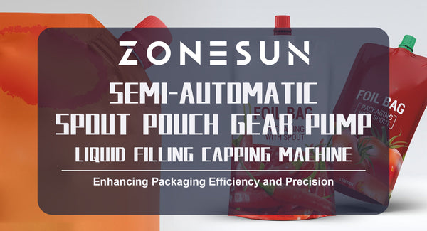 ZONESUN ZS-ASP4 SEMI AUTOMATIC SPOUT POUCH GEAR PUMP LIQUID FILLING CAPPING MACHINE