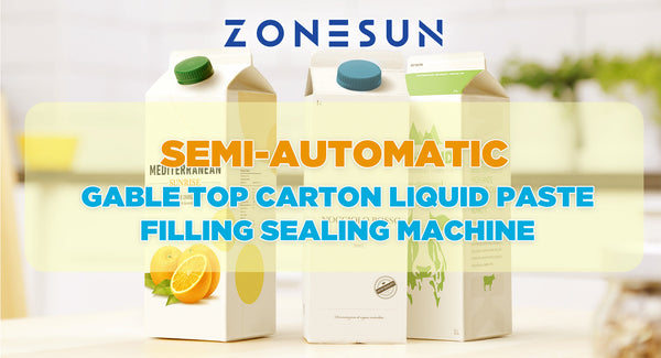 ZONESUN ZS-GTC1000 Semi-Automatic Gable Top Carton Liquid Paste Filling Sealing Machine
