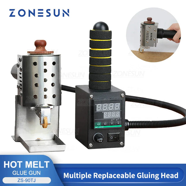 ZONESUN ZS-90TJ Hot Melt Glue Gun Leather Labeling Machine Paper Bag Leather Carton Sealing Machine