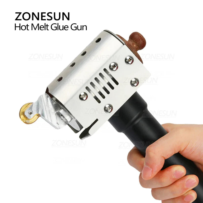 ZONESUN ZS-90TJ Hot Melt Glue Gun Leather Labeling Machine Paper Bag Leather Carton Sealing Machine