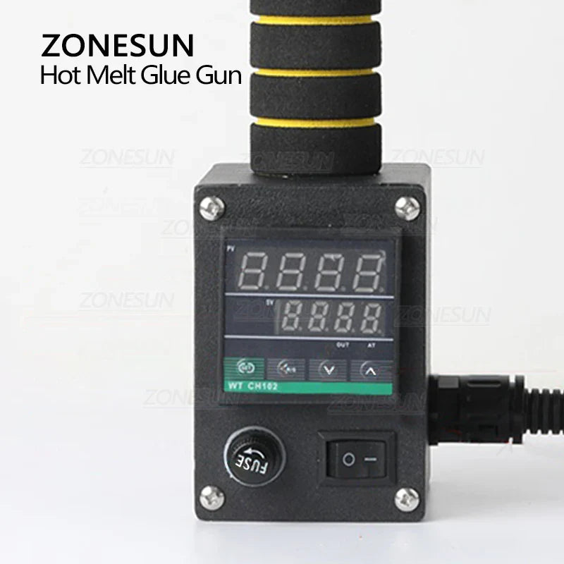 ZONESUN ZS-90TJ Hot Melt Glue Gun Leather Labeling Machine Paper Bag Leather Carton Sealing Machine