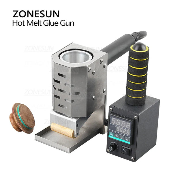 ZONESUN ZS-90TJ Hot Melt Glue Gun Leather Labeling Machine Paper Bag Leather Carton Sealing Machine