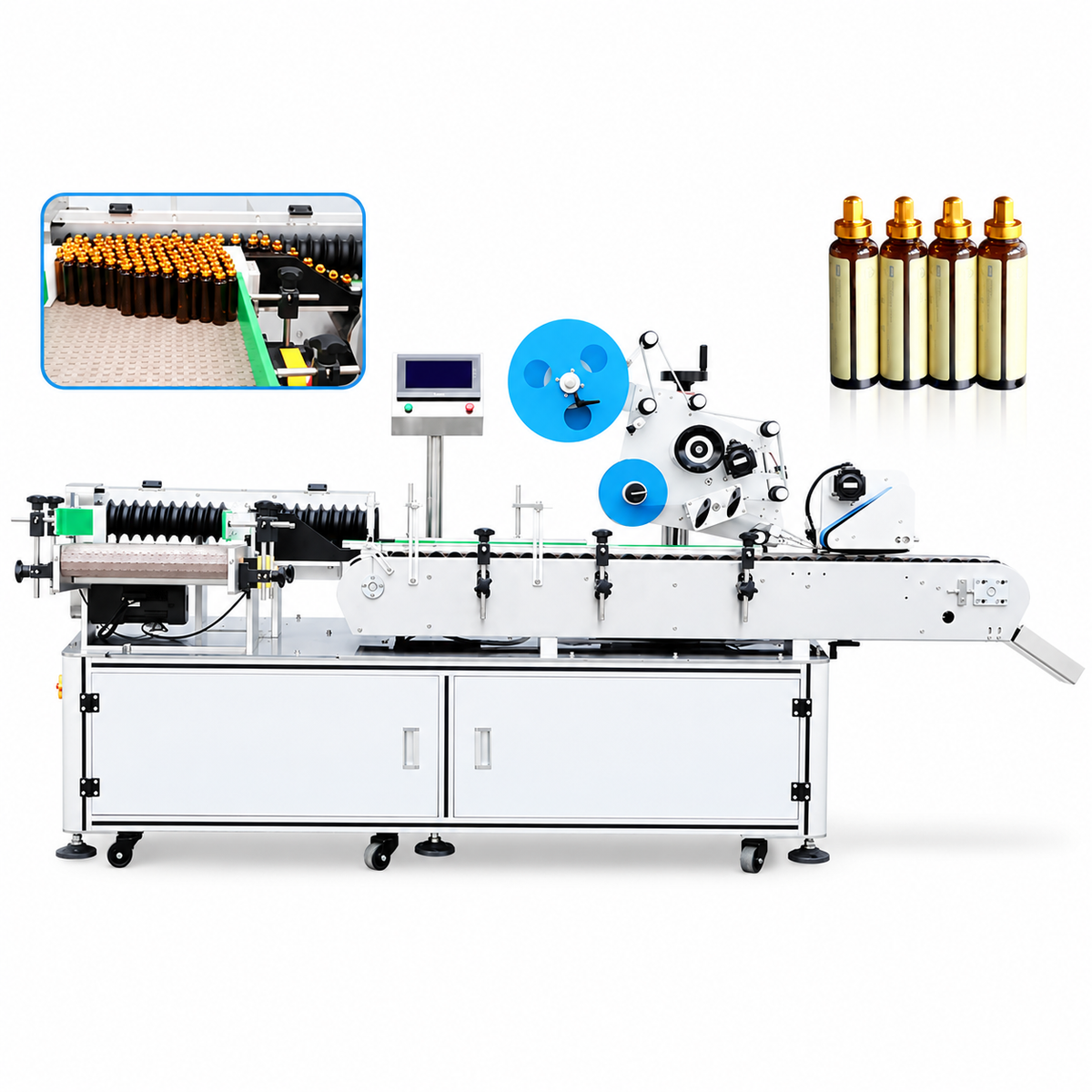 ZONESUN ZS-HTB832 High Speed Automated Horizontal Ampoule Cosmetic Serum Perfume Sample Vial Self-sticker Labeling Machine