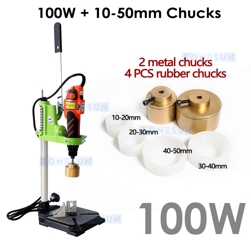 ZONESUN ZS-XG80W Manual Bottle Capping Machine - 100W / 10-50mm Chucks / 110V - 100W / 10-50mm Chucks / 220V