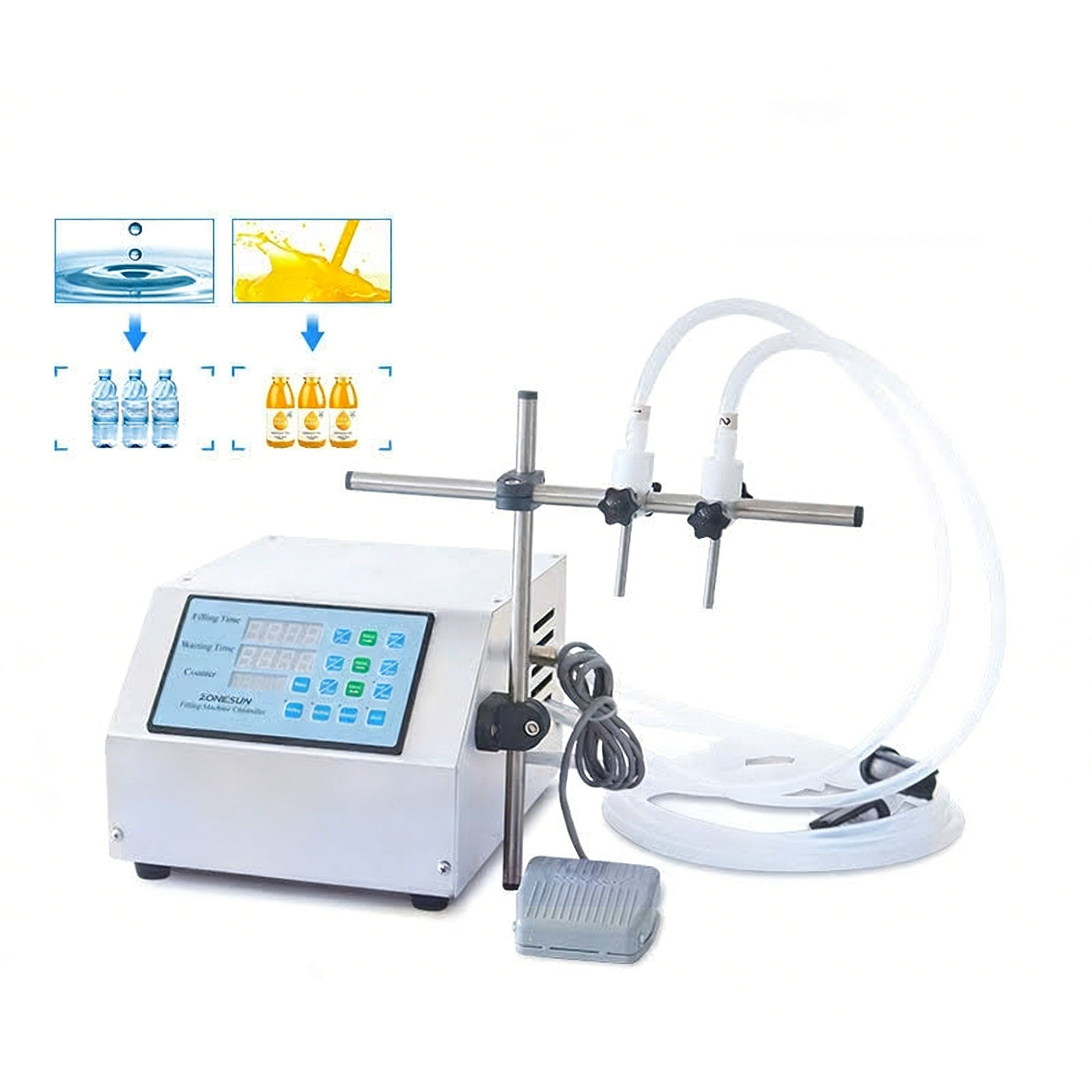 ZONESUN ZS-DPYT2P Semi-Auto Liquid Filling Machine with Diaphragm Pump