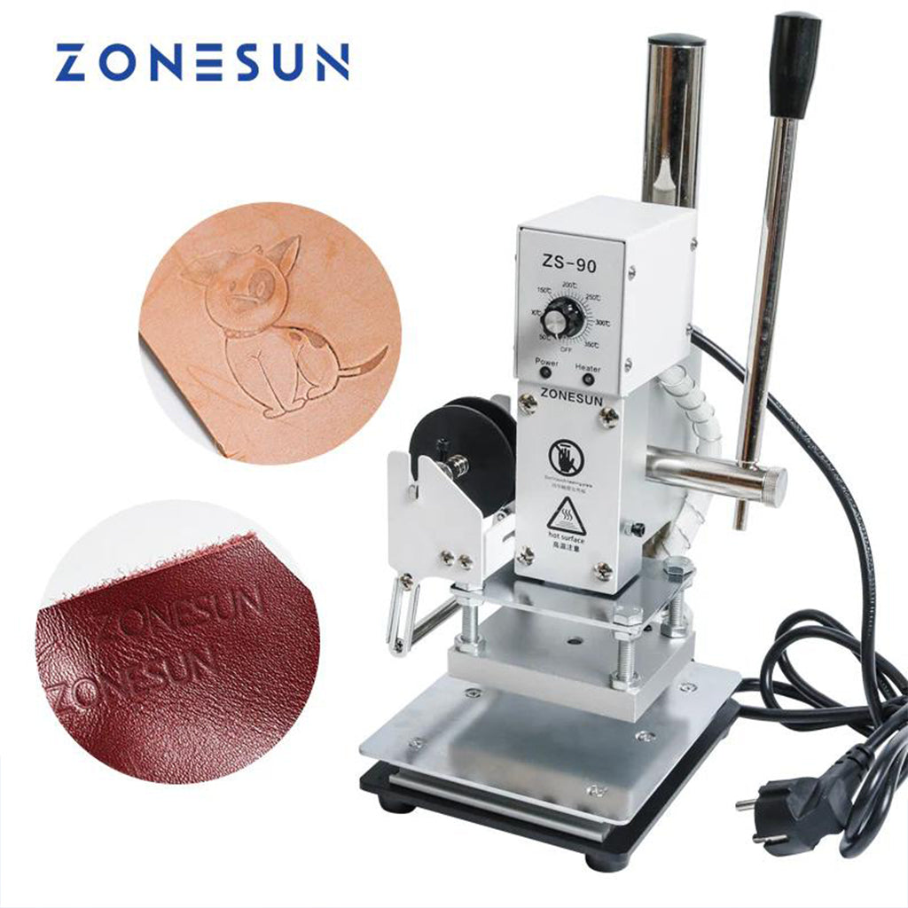 ZONESUN 110V/220V Manual Hot Foil Stamping Marking Machine Leather PVC Printer