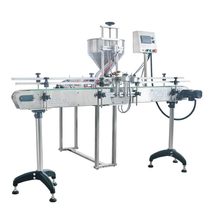 ZONESUN ZS-GY1C Pneumatic Paste & Liquid Filling Machine with Conveyor