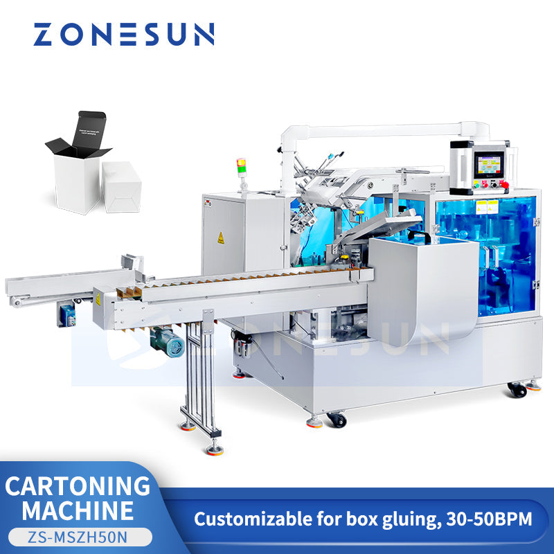 ZONESUN ZS-MSZH50N Automatic Cartoning Machine with Leaflet Insertion Box Packing Line for Cosmetics Electronics