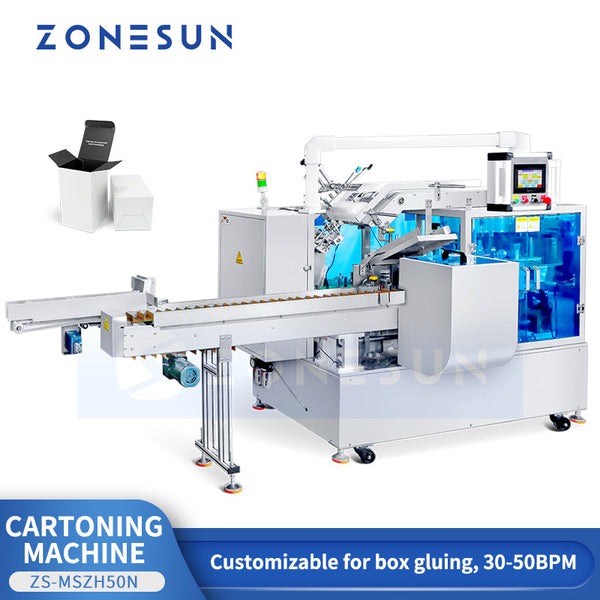 ZONESUN ZS-MSZH50N Automatic Cartoning Machine with Leaflet Insertion Box Packing Line for Cosmetics Electronics