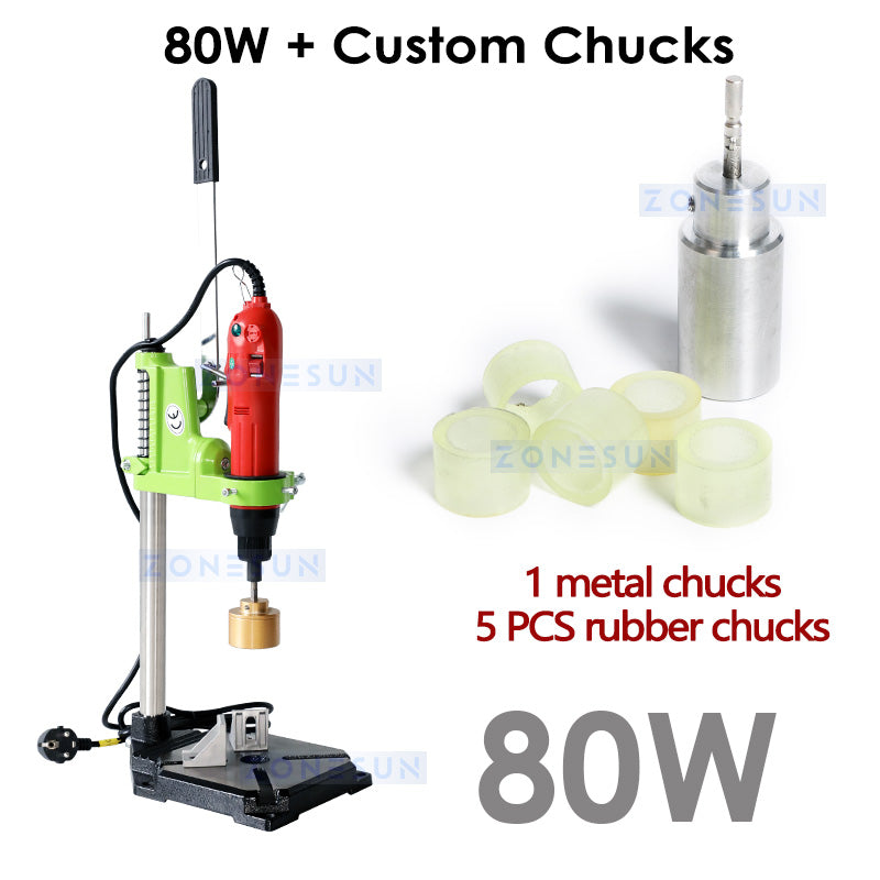 ZONESUN ZS-XG80W Manual Bottle Capping Machine - 80W / Custom Chucks / 110V - 80W / Custom Chucks / 220V