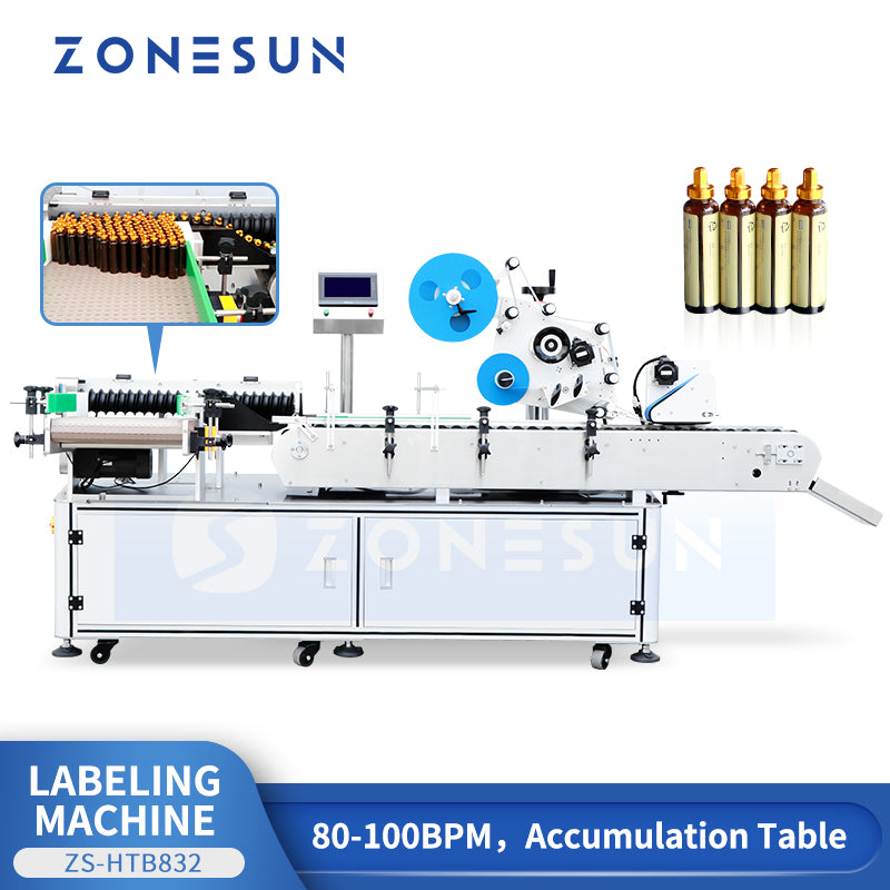 ZONESUN ZS-HTB832 High Speed Automated Horizontal Ampoule Cosmetic Serum Perfume Sample Vial Self-sticker Labeling Machine