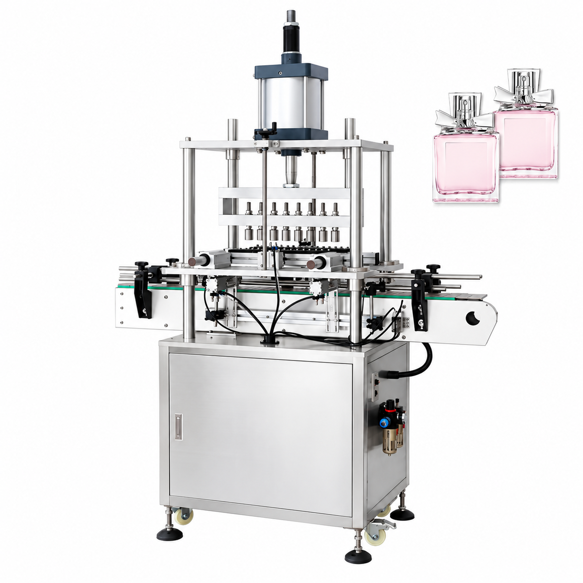 ZONESUN ZS-YG10 8-Head Perfume Bottle Capping Machine with Conveyor