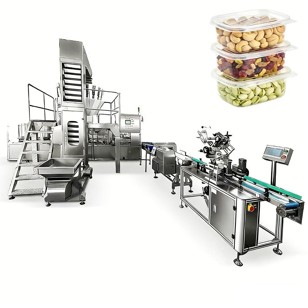 ZONESUN ZS-GWF7 Automatic Cup Filling and Sealing Production Line for Dried Fruits, Nuts & Granular Food Packaging