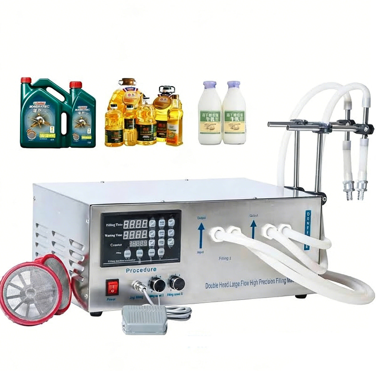 ZONESUN GZ-D1 Semi Automatic 2 Nozzles Diaphragm Pump Liquid Filling Machine