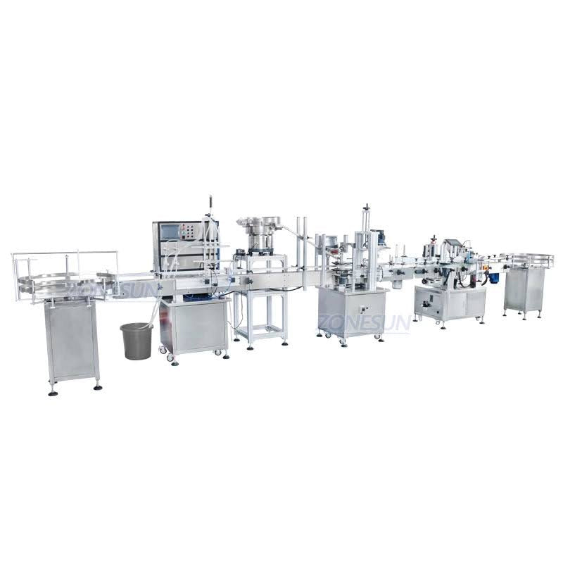 ZONESUN ZS-FAL180P3 Liquid Filling Capping Labeling Line with Cap Feeder