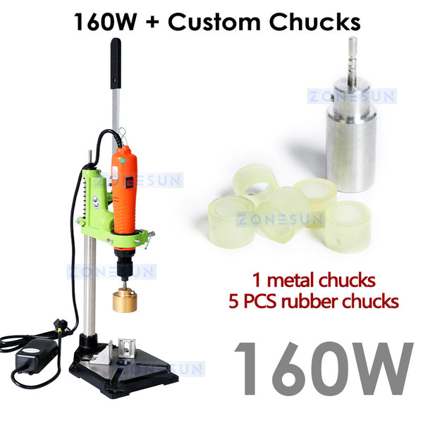 ZONESUN ZS-XG80W Manual Bottle Capping Machine - 160W / Custom Chucks / 110V - 160W / Custom Chucks / 220V