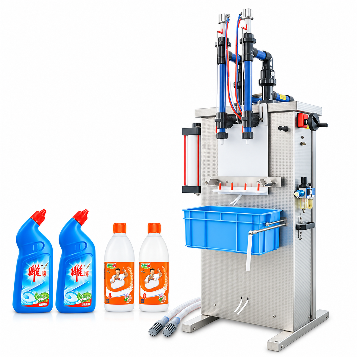 ZONESUN ZS-YTCR2 Fully Pneumatic Semi-automatic 2 Nozzles Corrosive Liquid Filling Machine