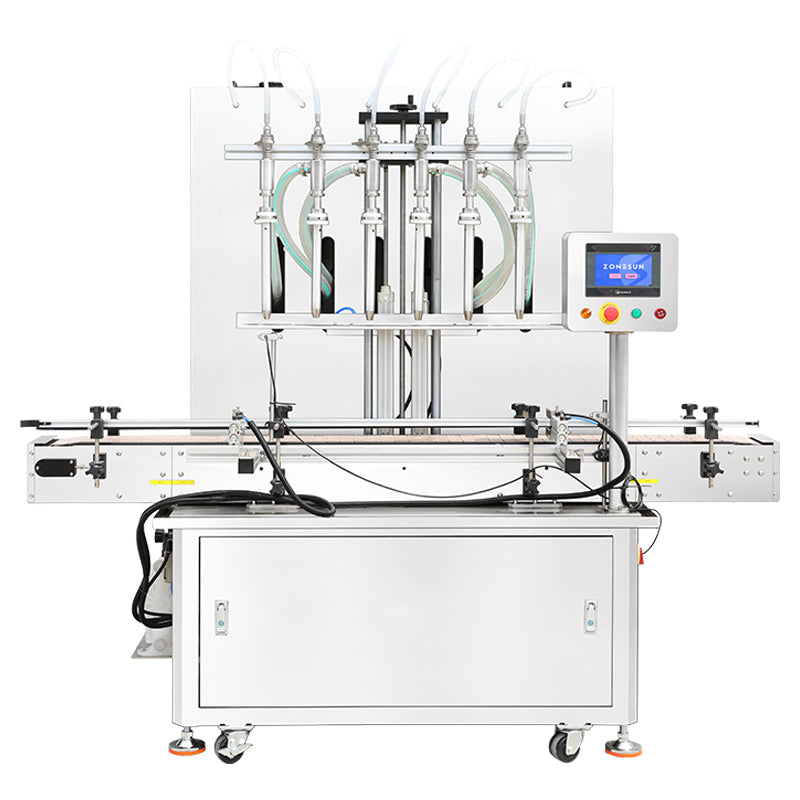 ZONESUN ZS-VTGZ100E Automatic Gravity Liquid Filling Machine with Diving Nozzles for Low Viscosity Liquids