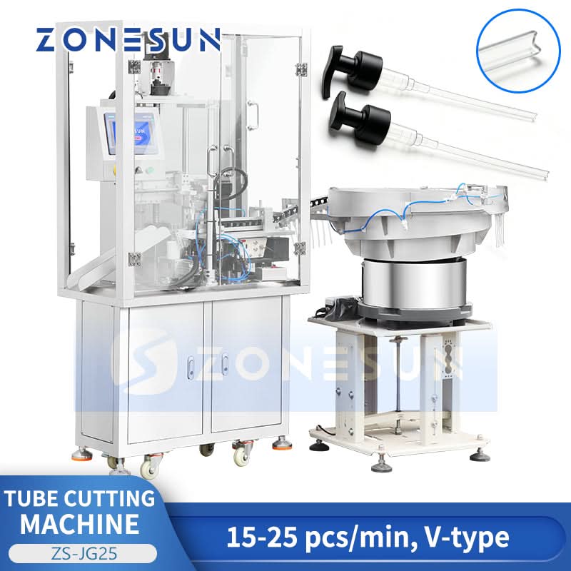 ZONESUN Fully Automatic ZS-JG25 V‑Cut Tube Cutting Machine for Cosmetic Pump Tubes & Sprayer Tubes | Industrial Tube Cutter