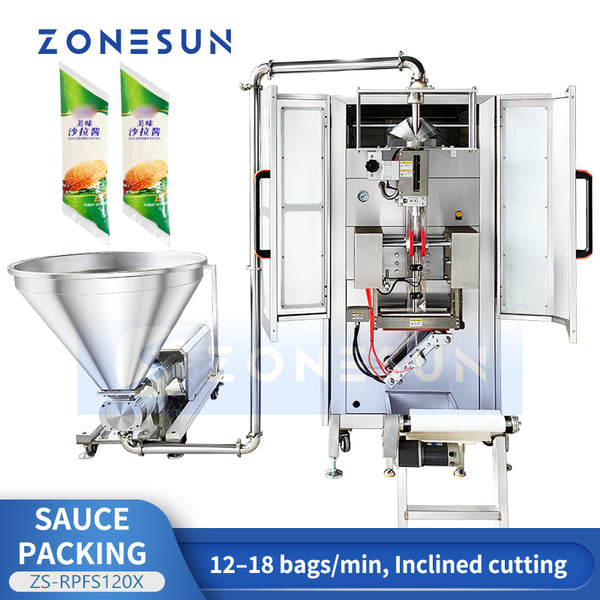 ZONESUN ZS-RPFS120X Automatic VFFS Packing Machine for Honey and Cream Sachet Filling & Sealing