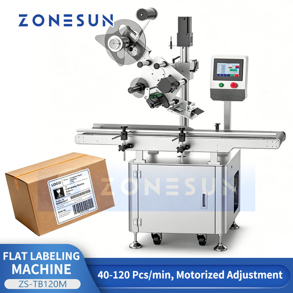 ZONESUN ZS-TB120M Automatic Flat Surface Labeling Machine Boxes Pouches Label Applicator