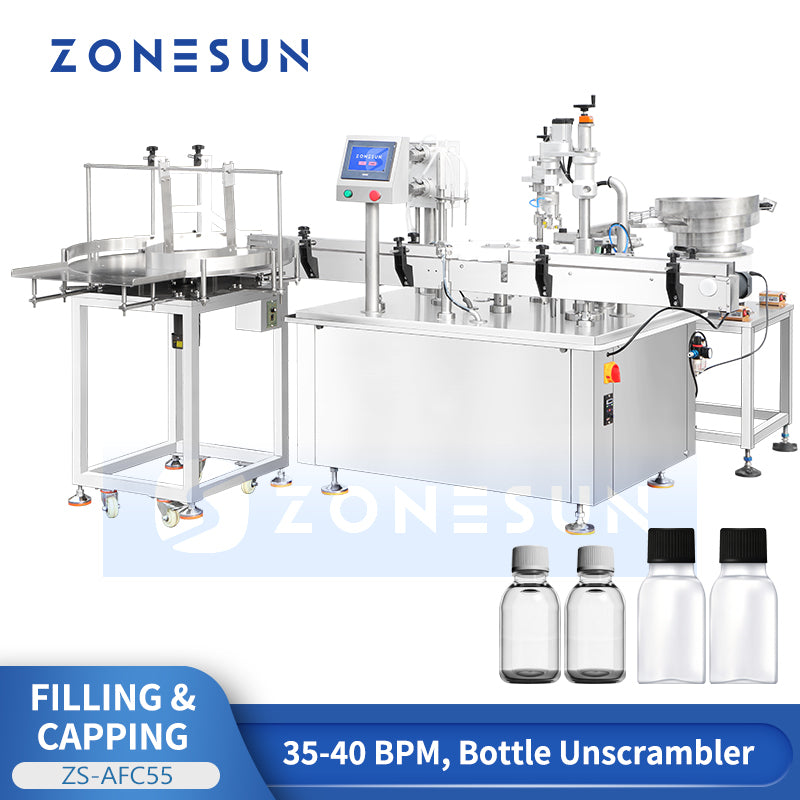 ZONESUN ZS-AFC55 automatic magnetic pump small bottle filling and capping machine, product image 1