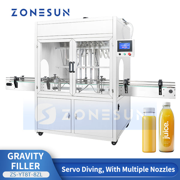 ZONESUN ZS-YT8T-8ZL Automatic Pneumatic 8-Nozzle Liquid Filling Machine for Cosmetics Beverage Pharmaceutical and Chemical Filling