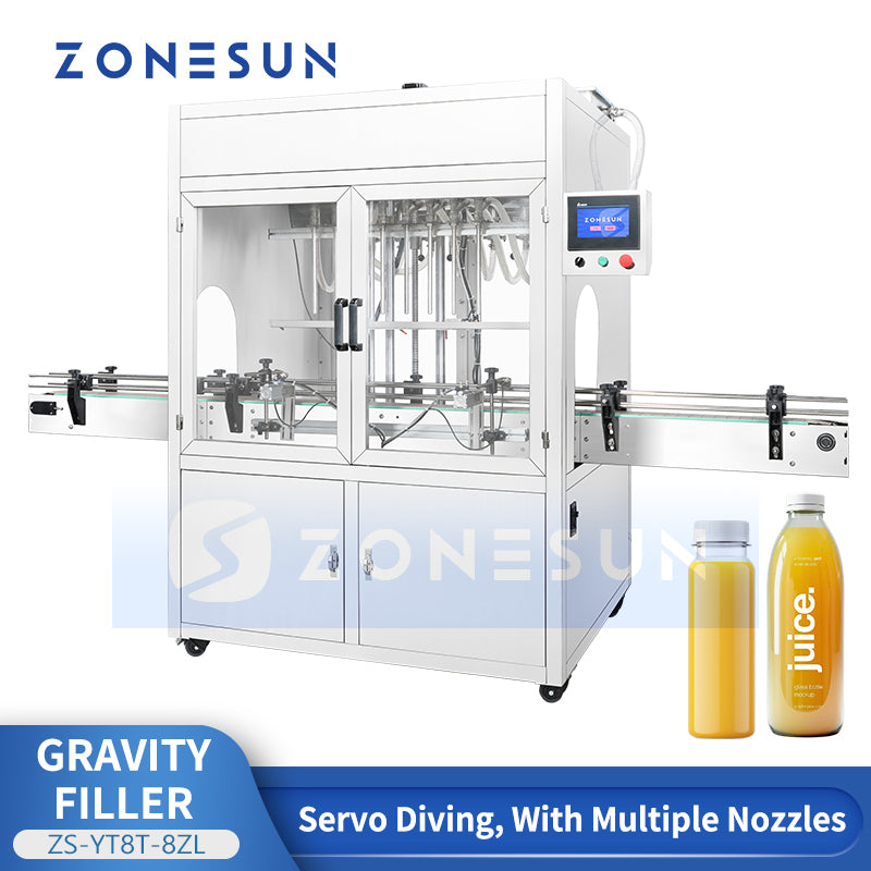 ZONESUN ZS-YT8T-8ZL Automatic Pneumatic 8-Nozzle Liquid Filling Machine for Cosmetics Beverage Pharmaceutical and Chemical Filling