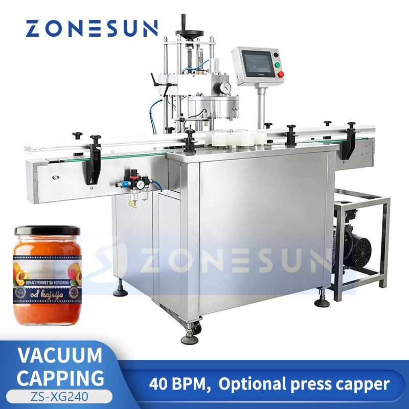 ZONESUN ZS-XG240 Automatic Vacuum Capping Machine for Twist off Caps Jars