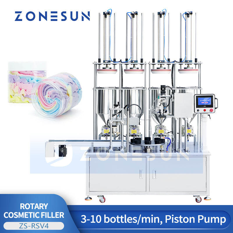 ZONESUN ZS-RSV4 Automatic 4-Color Cream Filling Machine Cosmetic Production Equipment