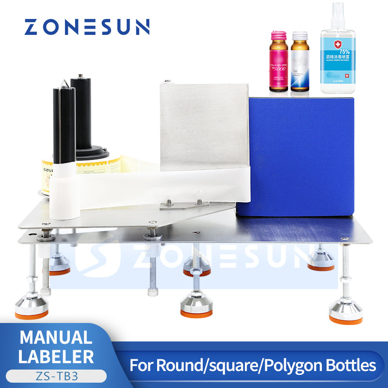 ZONESUN ZS-TB3 Manual Labeling Machine for Round, Square, Polygon Bottles