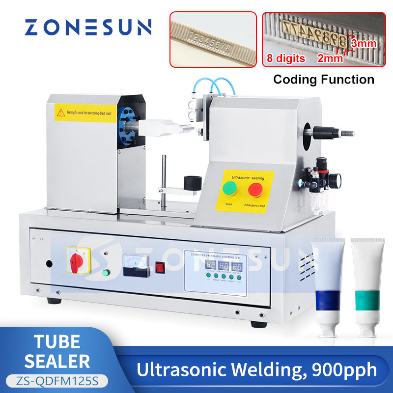 ZONESUN ZS-QDFW125S Ultrasonic Tube Sealing Machine with Cutter & Coder