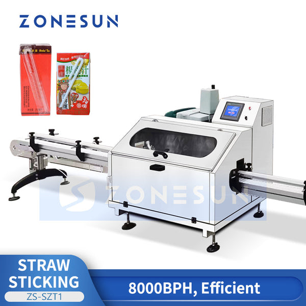 ZONESUN ZS-SZT1 Automatic Milk Beverage Straw Pasting Machine Straw Applicator