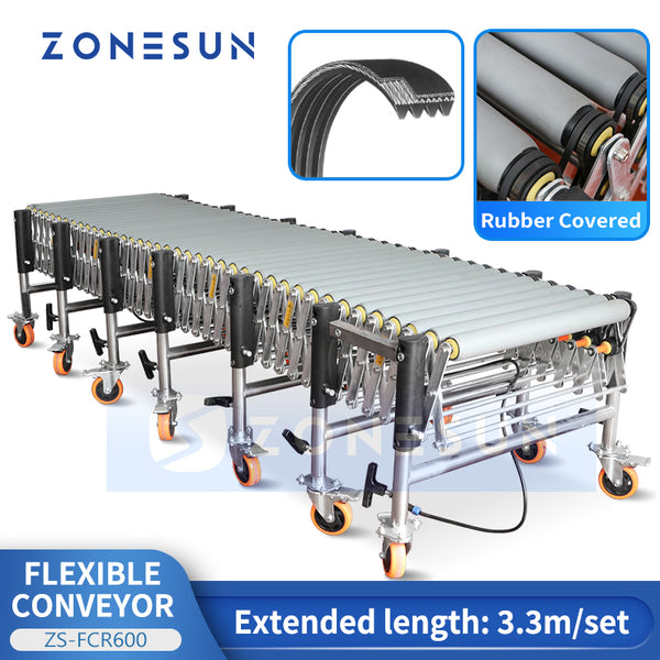 ZONESUN ZS-FCR600 Rubber Covered Flexible Extendable Roller Conveyor V Belt