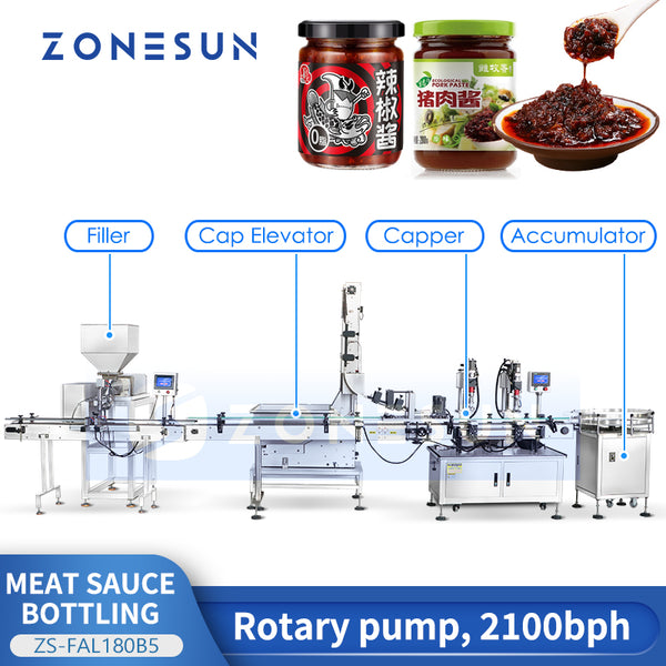 ZONESUN ZS-FAL180B5 Automatic Meat Sauce Paste Filling Capping Production Line