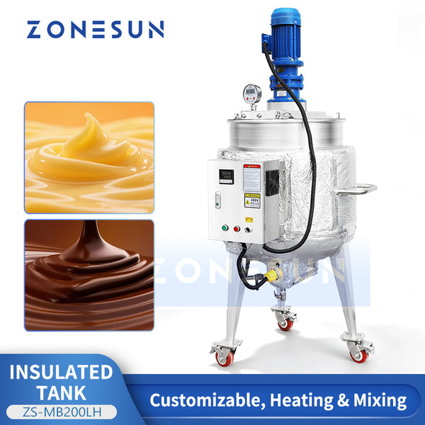 ZONESUN ZS-MB200LH SUS304 Stainless Steel Electric Heating and Mixing Tank